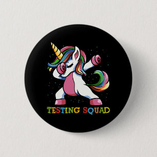 Test Day Dabbing Unicorn Testing Squad Girls . Button