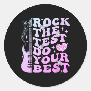 Test Day Rock the Test Do Your Best Testing Day Te Runder Aufkleber