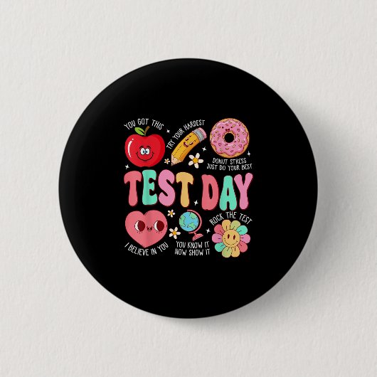 Test Day Rock The Test Testing Day Motivational Te Button (Vorderseite)