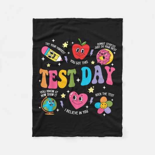 Test Day Rock The Test Testing Day Motivational Te Fleecedecke (Vorderseite)