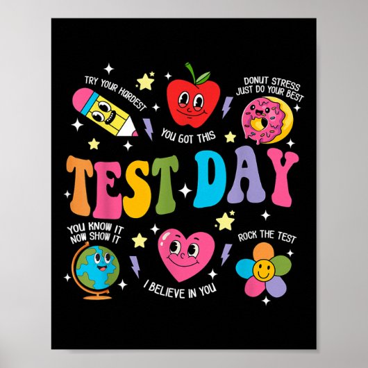 Test Day Rock The Test Testing Day Motivational Te Poster (Vorne)