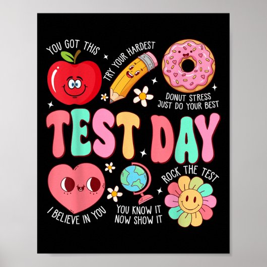 Test Day Rock The Test Testing Day Motivational Te Poster (Vorne)