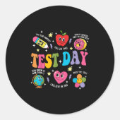 Test Day Rock The Test Testing Day Motivational Te Runder Aufkleber (Vorderseite)
