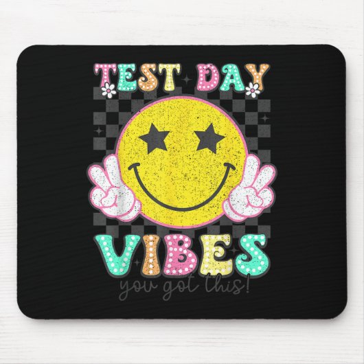 Test Day Vibes You Got This Retro Groovy Testing D Mousepad (Vorne)