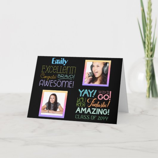 Test Erfolg FOTO COLLAGE Glückwunsch Karte (Vorderseite)