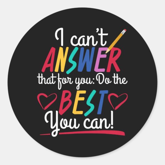 Test Quotes Test Day Examination Instructor Tut Runder Aufkleber (Vorderseite)