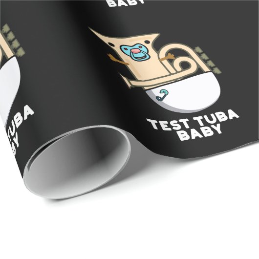Test Tuba Baby Funny Science Tuba Pun Dark BG Geschenkpapier (Rolleneckpunkt)