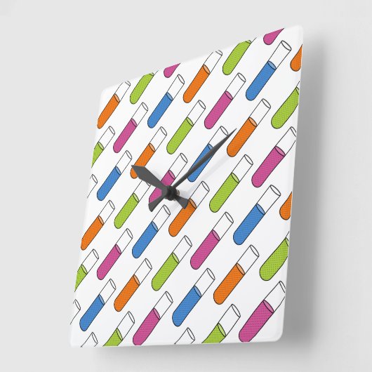 Test Tubes Quadratische Wanduhr (Winkel)