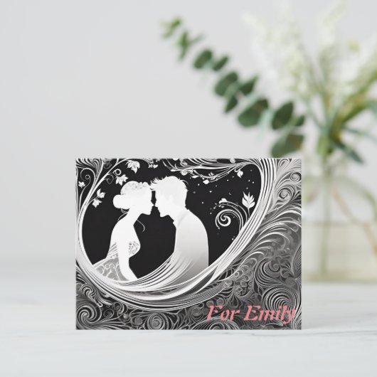 Testament der Silhouette für das Kontra der Liebe Postkarte (Stehend Vorderseite)