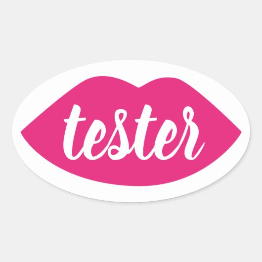 Testbeispiel Testen Sie Me Pink Lips Makeup Produk Ovaler Aufkleber (Vorderseite)