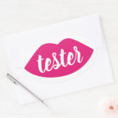Testbeispiel Testen Sie Me Pink Lips Makeup Produk Ovaler Aufkleber (Umschlag)