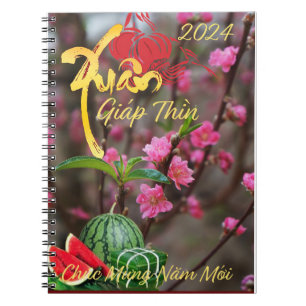 Teste glückliches neues Jahr Xuan Giap Thin 2024 Notizblock