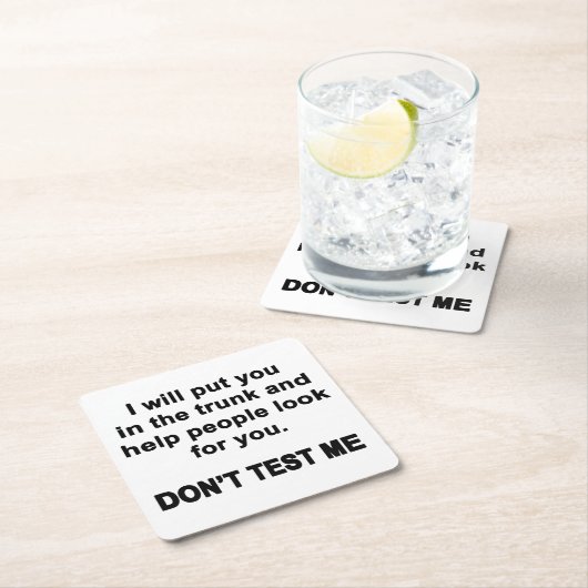 Teste mich nicht rechteckiger pappuntersetzer (Vor Ort)