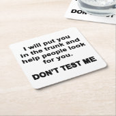 Teste mich nicht rechteckiger pappuntersetzer (angewinkelt)