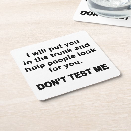 Teste mich nicht rechteckiger pappuntersetzer (angewinkelt)