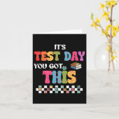 Testen der Motivation Student Lehrer seinen Testta Karte (Gelbe Blume)