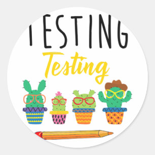 Testen des Niedlichen Cactus Staat Runder Aufkleber