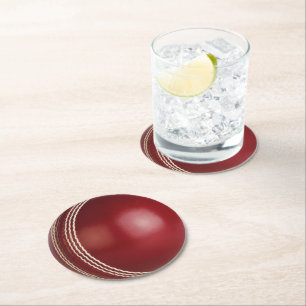 Testen des roten Cricket-Balls mit benutzerdefinie Runder Pappuntersetzer