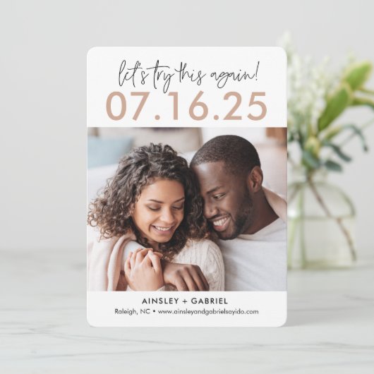 Testen Sie die bearbeitbare Farbkarte Save the Dat Dankeskarte (Stehend Vorderseite)