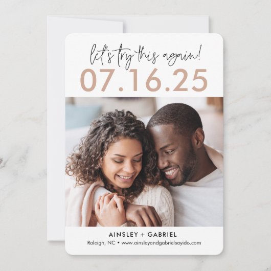 Testen Sie die bearbeitbare Farbkarte Save the Dat Dankeskarte (Vorderseite)