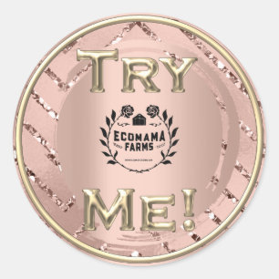 Testen Sie die Me-Logo-Rose Moderner Testcontainer Runder Aufkleber