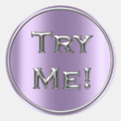 Testen Sie Me Silver Lavender Tester-Beispielconta Runder Aufkleber (Vorderseite)