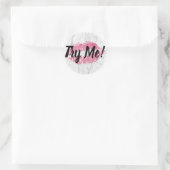 Testen Sie mich Pink Lips White Marble Runder Aufkleber (Tasche)