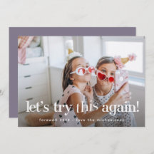 "Testen wir das noch einmal" Lila Urlaubsfotokarte