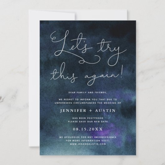 Testen wir dieses neuartige Hochzeitsupdate Einladung (Vorderseite)