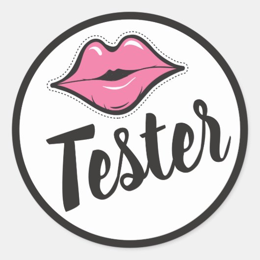 TESTER Pink Kiss Lipstick & Beauty Distributor Runder Aufkleber (Vorderseite)