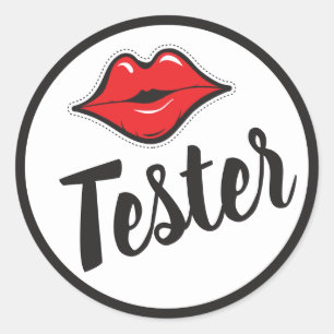 TESTER Red Kiss Lippenstift & Beauty-Vertriebspart Runder Aufkleber