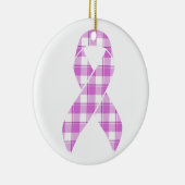 Testicular Cancer Awareness Plaid Purple Ribbon Keramik Ornament (Rechts)