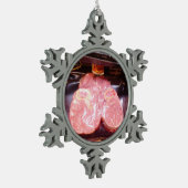 Testikelweihnachtslustiges Schneeflocken Zinn-Ornament (Links)