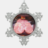 Testikelweihnachtslustiges Schneeflocken Zinn-Ornament (Vorderseite)