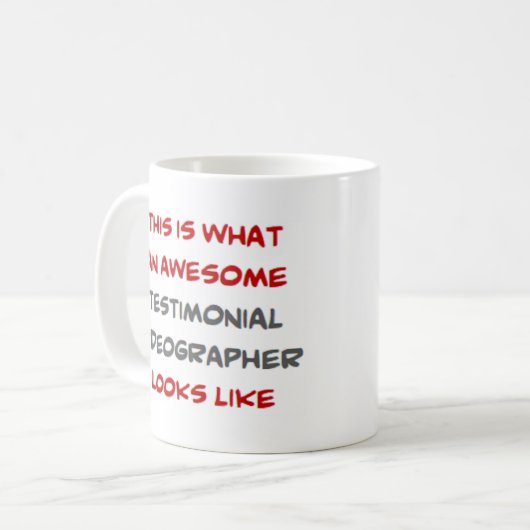 Testimonial Videograph, Awesome Kaffeetasse (Vorderseite Links)