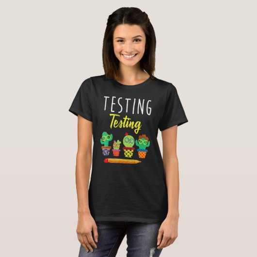 Testing Cactus Exam Day Students Tea T-Shirt (Vorne ganz)