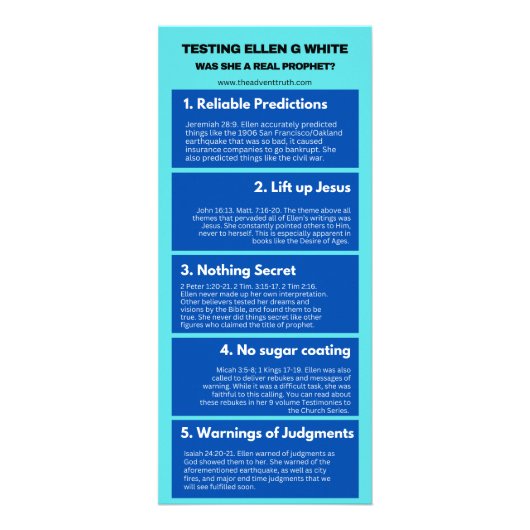 Testing Ellen G. White Werbekarte (Vorne)