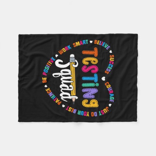 Testing Squad Motivational Test Day Words Heart Te Fleecedecke (Vorderseite (Horizontal))