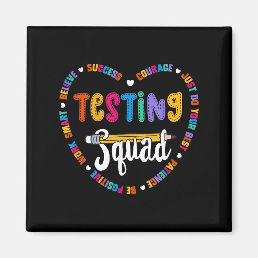 Testing Squad Motivational Test Day Words Heart Te Magnet (Vorne)