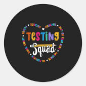 Testing Squad Motivational Test Day Words Heart Te Runder Aufkleber (Vorderseite)