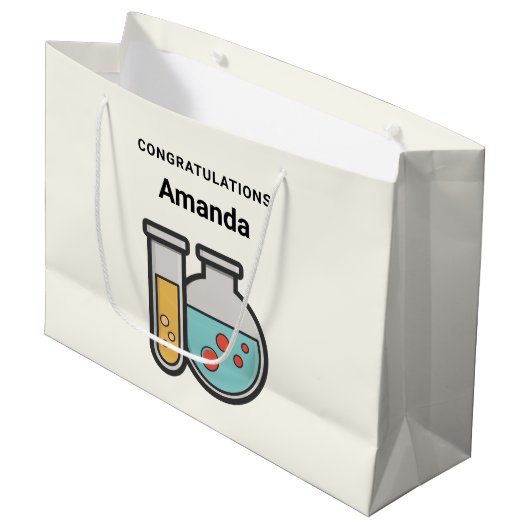 Teströhre und Beaker - Herzlichen Glückwunsch Große Geschenktüte (Vorderseite Schrägansicht)