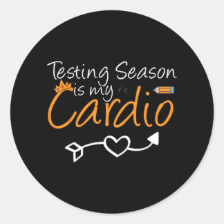 Testtag Funny Teacher Testsaison ist mein Cardio Runder Aufkleber