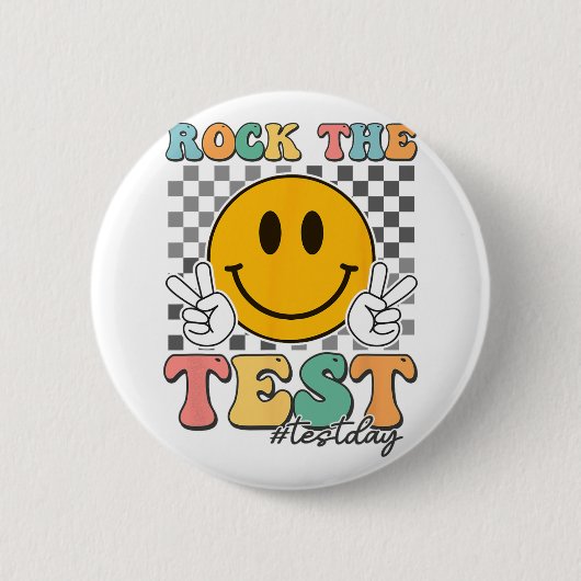 Testtag Groovy Smile überprüft Rock The Test Button (Vorderseite)