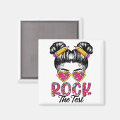 Testtag Mädchen Messy Bun Haar Lehrer Testtag Magnet (Vorderseite/Rückseite)
