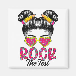 Testtag Mädchen Messy Bun Haar Lehrer Testtag Magnet