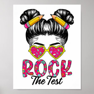 Testtag Mädchen Messy Bun Haar Lehrer Testtag Poster