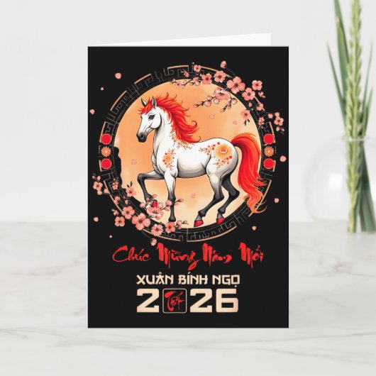 Tet 2026 Vietnamese Year Horse Zodiac Lunar Chines Karte (Vorderseite)