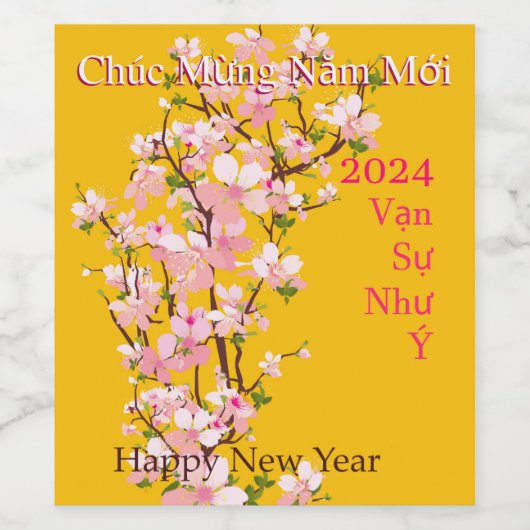 Tet Happy New Year Xuan Giap Thin Dragon 2024 Weinetikett (Einzelnes Label)