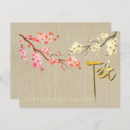 Tet Hoa Anh Dao Blossom Vietnamesisch Neues Jahr H Einladungspostkarte (Vorne/Hinten)