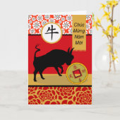 Tet, Vietnamesisch, Neujahr des Water Buffalo Karte (Gelbe Blume)